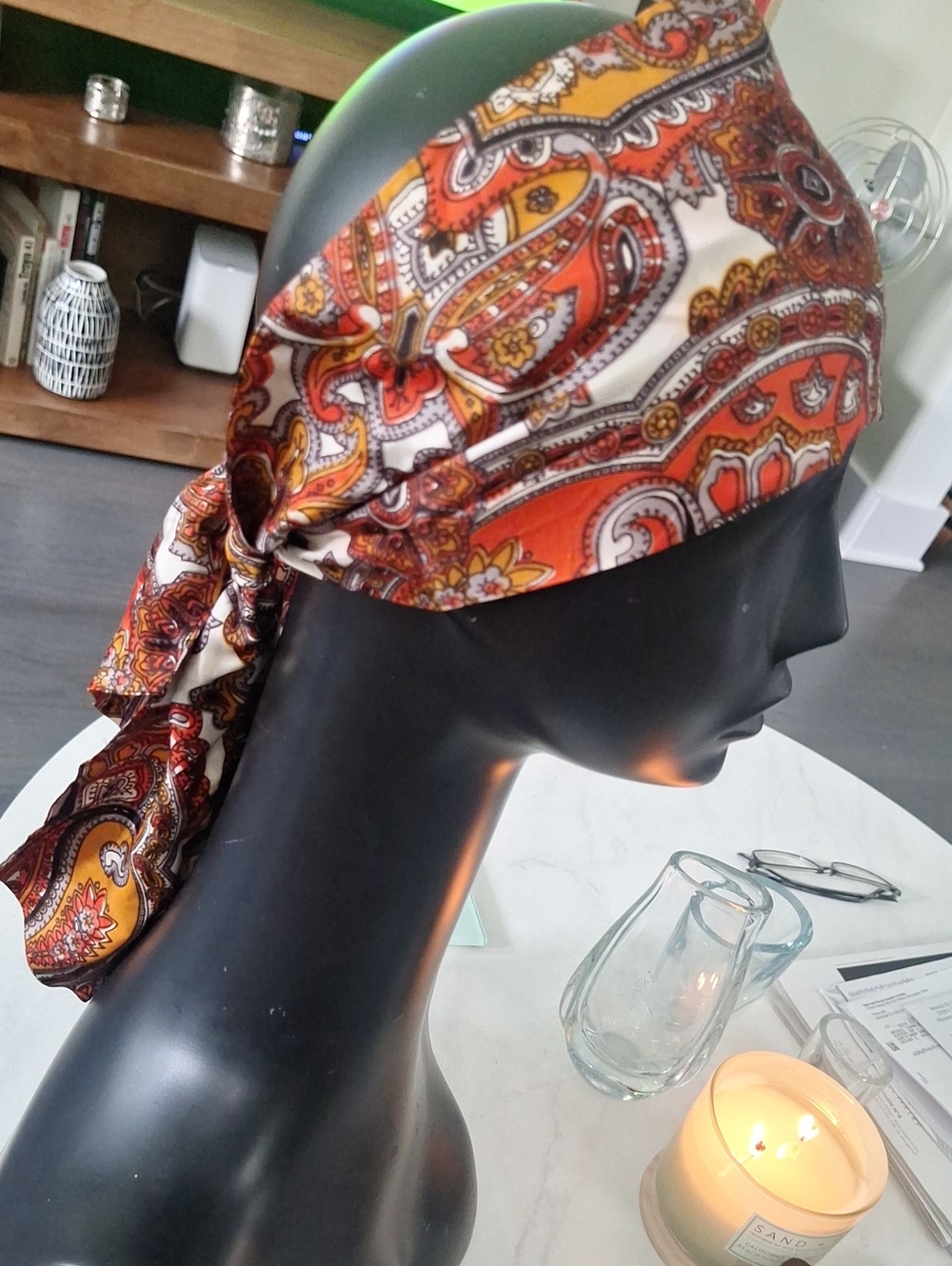 Vintage 70s Neck Scarf Retro Groovy Bright Colorful Headband Hippie Festival
